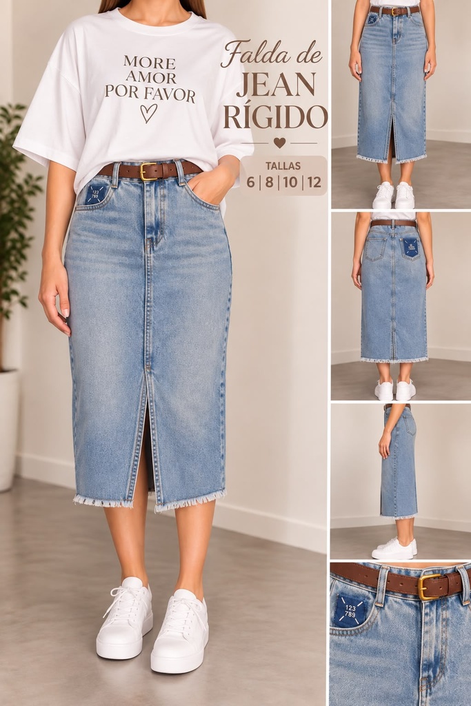 Faldas Jean rígido semi largas