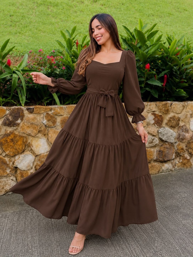 Vestido largo manga larga
